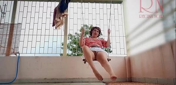  Depraved housewife swinging without panties on a swing  FULL VIDEO